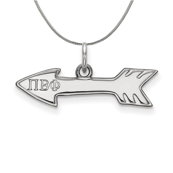 Sterling Silver Pi Beta Phi XS (Tiny) Pendant Necklace - 24 Inch - Picture 1 of 8